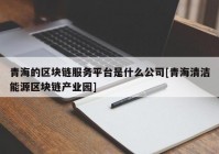 青海的区块链服务平台是什么公司[青海清洁能源区块链产业园]